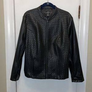 Faux Leather Moto Jacket Black Size 1X